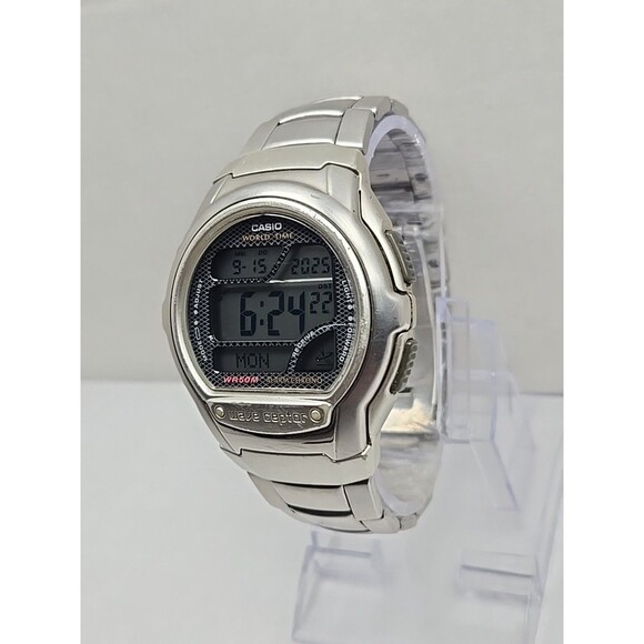 Casio Wave Ceptor Radio Controlled Digital Watch Alarm World Time New Battery - Picture 2 of 12